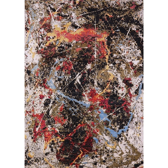 Ahgly Company Indoor Rectangle Mid-Century Modern Blood Night Red Area Rugs, 5' x 7'