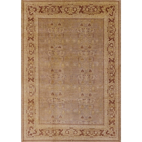 Ahgly Company Indoor Rectangle Mid-Century Modern Brown Sand Brown Area Rugs, 8' x 10'