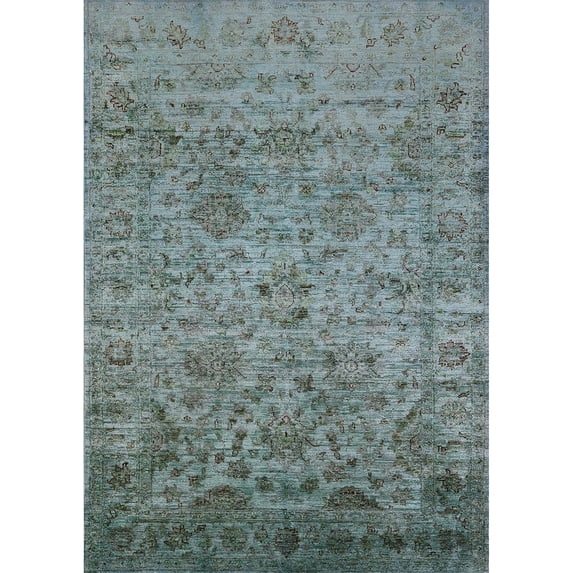 Ahgly Company Indoor Rectangle Mid-Century Modern CadetBlue Green Area Rugs, 3' x 5'
