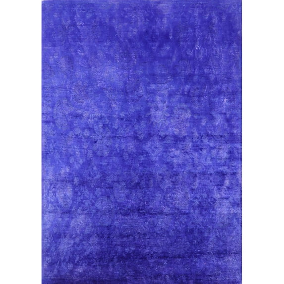 Ahgly Company Indoor Rectangle Mid-Century Modern Canary Blue Area Rugs, 7' x 10'