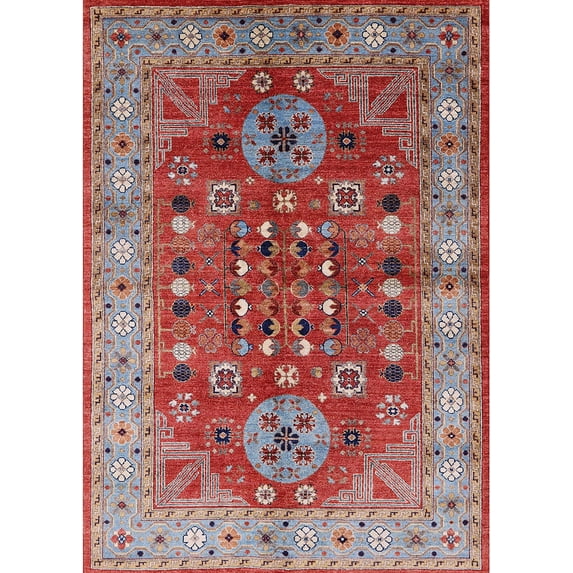 Ahgly Company Indoor Rectangle Mid-Century Modern Chilli Pepper Red Area Rugs, 5' x 7'