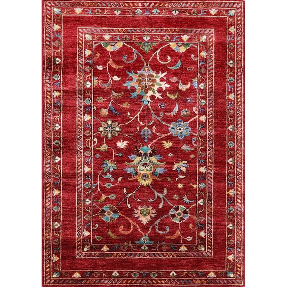 Ahgly Company Indoor Rectangle Mid-Century Modern Copper Red Pink Area Rugs, 5' x 8'