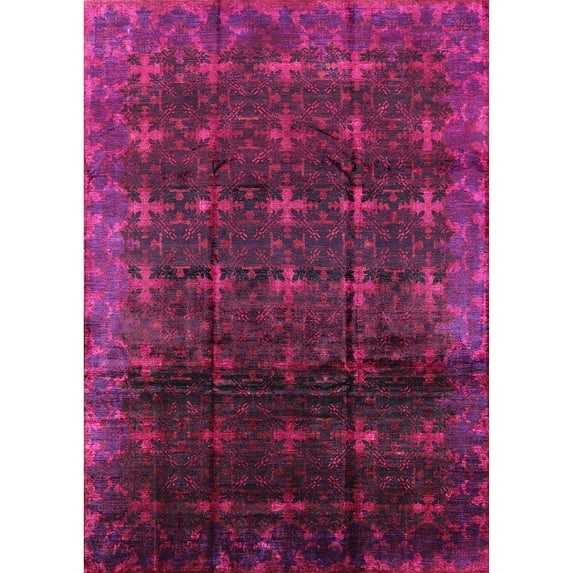 Ahgly Company Indoor Rectangle Mid-Century Modern Dark Raspberry Purple Area Rugs, 4' x 6'