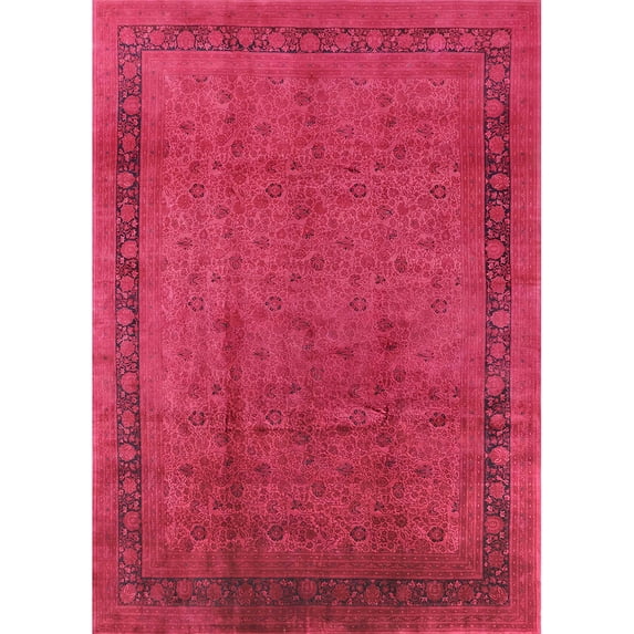 Ahgly Company Indoor Rectangle Mid-Century Modern Ferrari Red Area Rugs, 4' x 6'