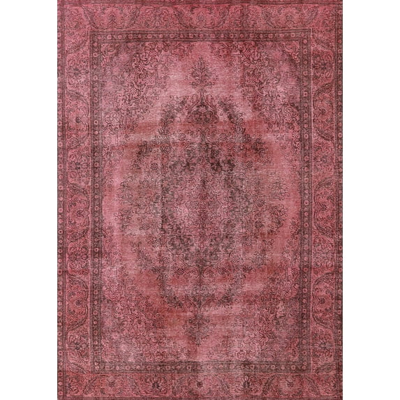 Ahgly Company Indoor Rectangle Mid-Century Modern Fire Brick Red Oriental Area Rugs, Swatch Sample