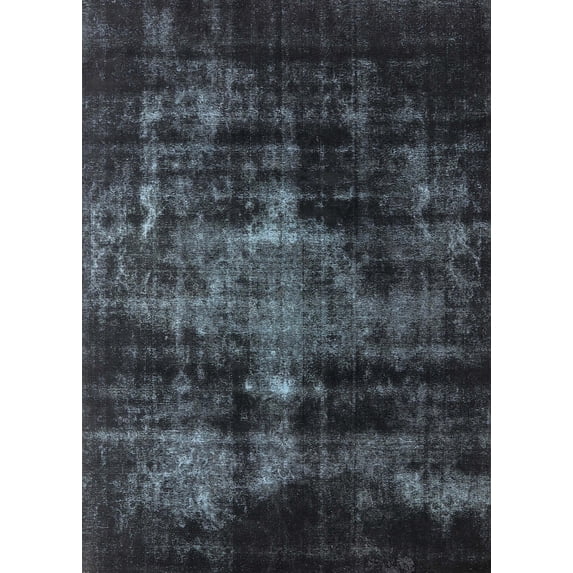 Ahgly Company Indoor Rectangle Mid-Century Modern Marble Blue Area Rugs, 5' x 7'