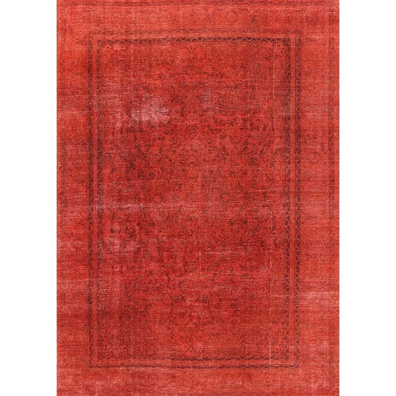 Ahgly Company Indoor Rectangle Mid-Century Modern Red Area Rugs, 7' x 10'