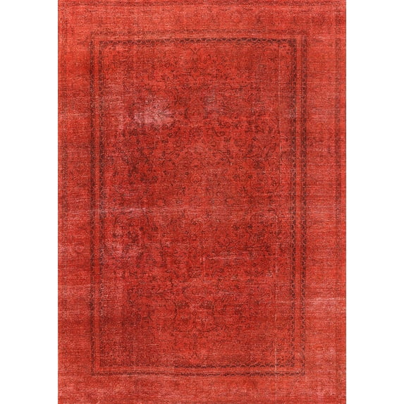 Ahgly Company Indoor Rectangle Mid-Century Modern Red Area Rugs, 7' x 9'
