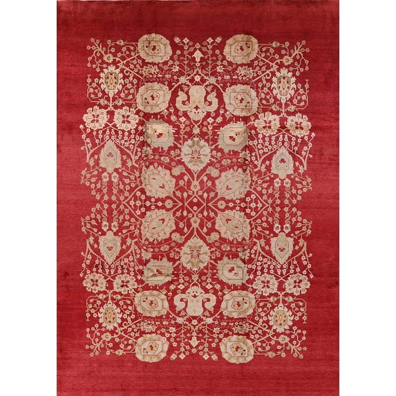 Ahgly Company Indoor Rectangle Mid-Century Modern Red Area Rugs, 8' x 12'