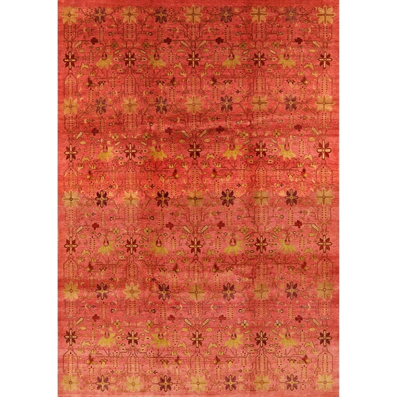 Ahgly Company Indoor Rectangle Mid-Century Modern Red Area Rugs, 8' x 12'