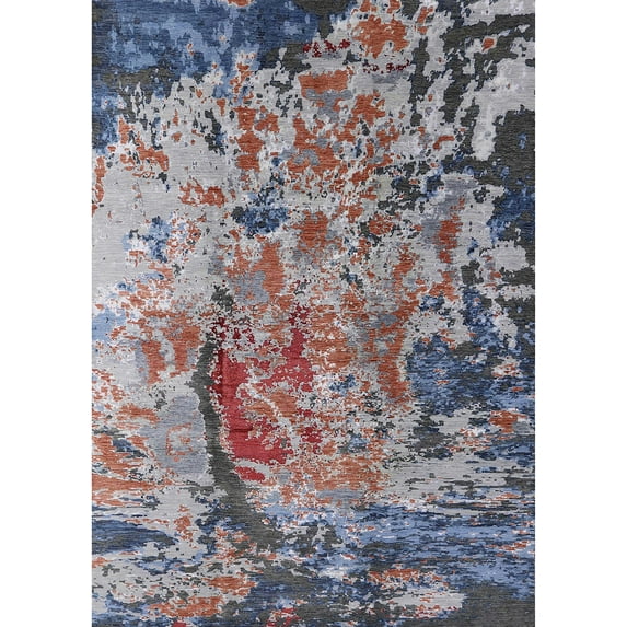 Ahgly Company Indoor Rectangle Mid-Century Modern Rosy-Finch Purple Area Rugs, 7' x 10'