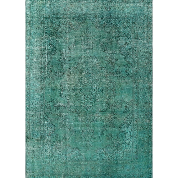 Ahgly Company Indoor Rectangle Mid-Century Modern SeaGreen Area Rugs, 7' x 9'