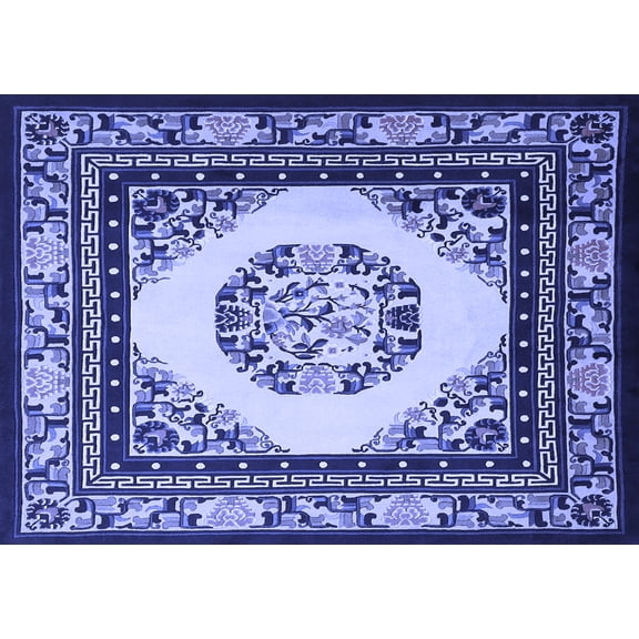 Ahgly Company Indoor Rectangle Oriental Blue Asian Inspired Area Rugs, 5' x 7'