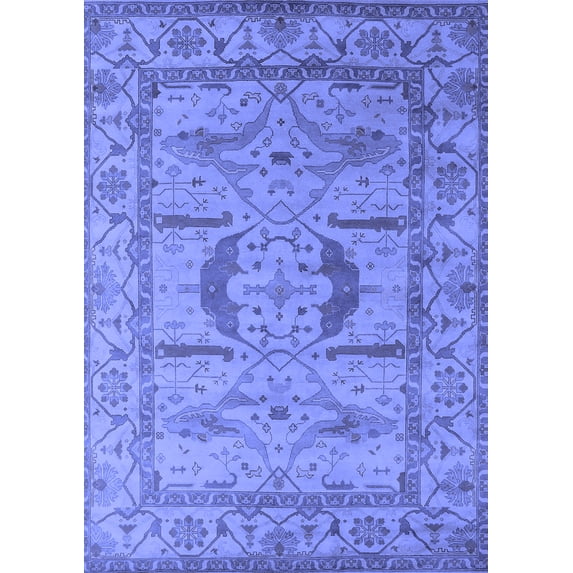 Ahgly Company Indoor Rectangle Oriental Blue Industrial Area Rugs, 5' x 8'