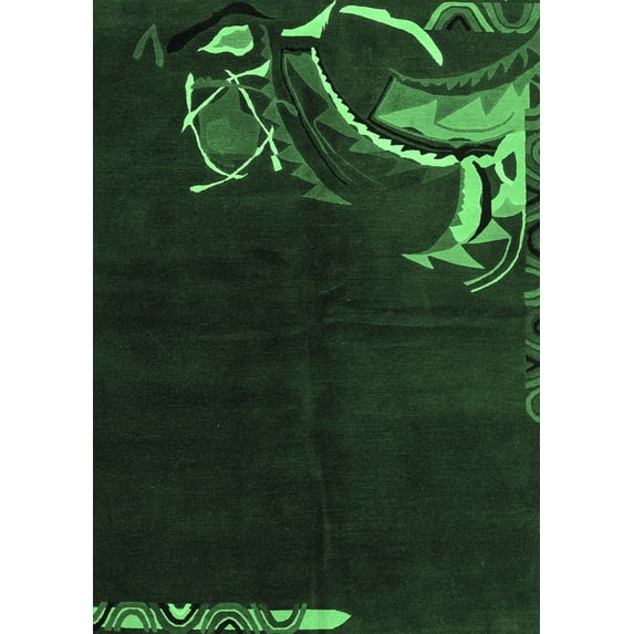 Ahgly Company Indoor Rectangle Oriental Emerald Green Asian Inspired Area Rugs, 8' x 10'
