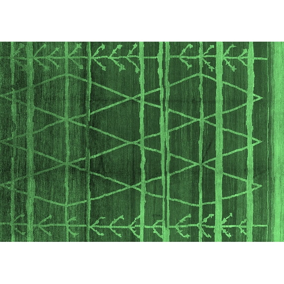 Ahgly Company Indoor Rectangle Oriental Emerald Green Industrial Area Rugs, 4' x 6'
