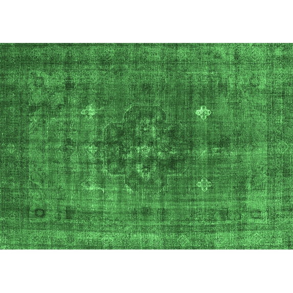 Ahgly Company Indoor Rectangle Oriental Emerald Green Industrial Area Rugs, 4' x 6'