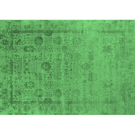 Ahgly Company Indoor Rectangle Oriental Emerald Green Industrial Area Rugs, 5' x 7'