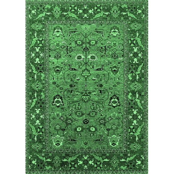 Ahgly Company Indoor Rectangle Oriental Emerald Green Industrial Area Rugs, 5' x 7'