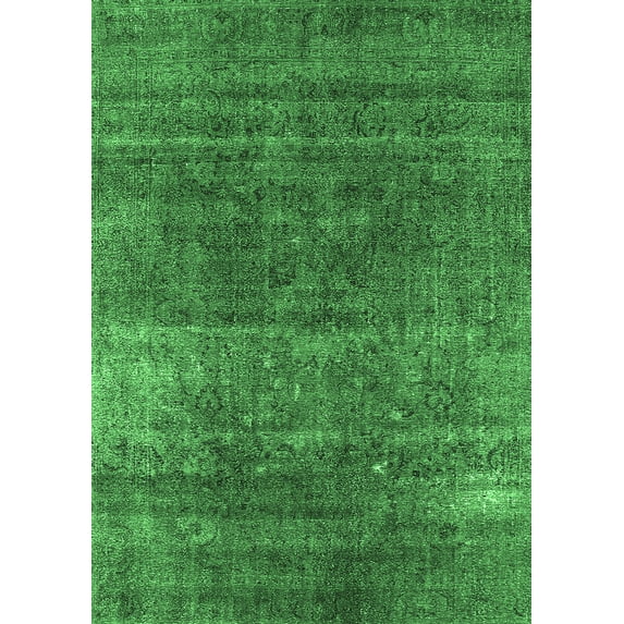 Ahgly Company Indoor Rectangle Oriental Emerald Green Industrial Area Rugs, 5' x 8'