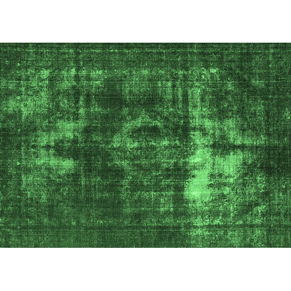 Ahgly Company Indoor Rectangle Oriental Emerald Green Industrial Area Rugs, 6' x 9'
