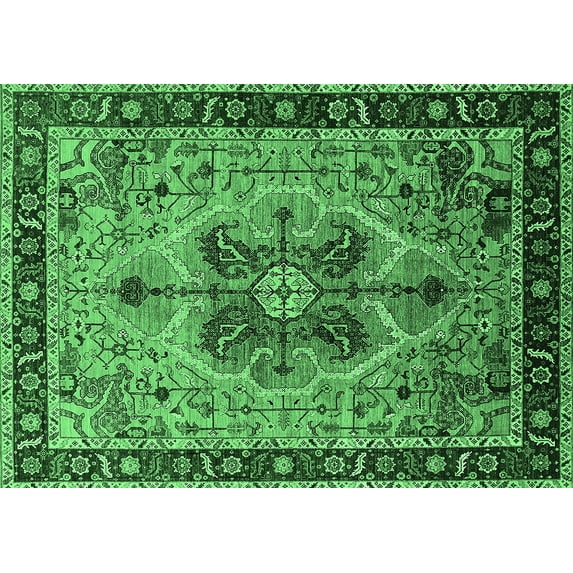 Ahgly Company Indoor Rectangle Oriental Emerald Green Industrial Area Rugs, 6' x 9'