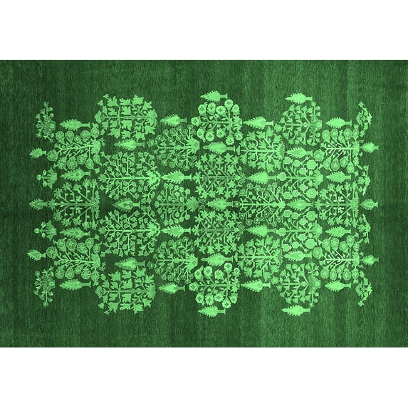 Ahgly Company Indoor Rectangle Oriental Emerald Green Industrial Area Rugs, 8' x 10'