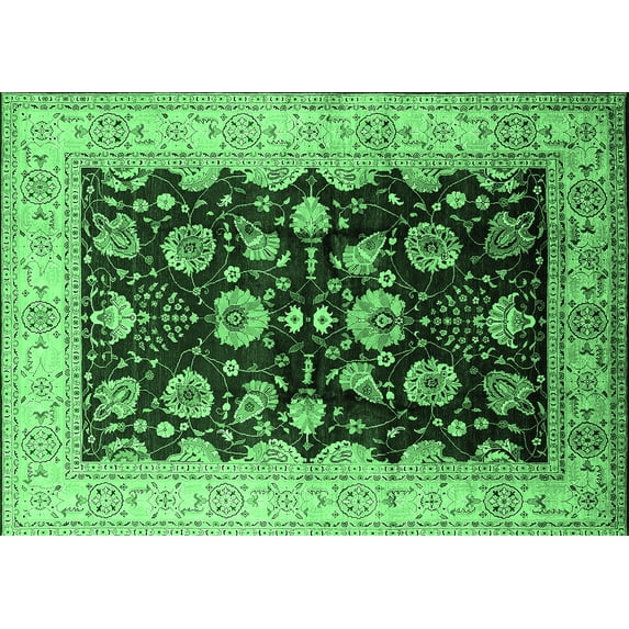 Ahgly Company Indoor Rectangle Oriental Emerald Green Industrial Area Rugs, 8' x 12'