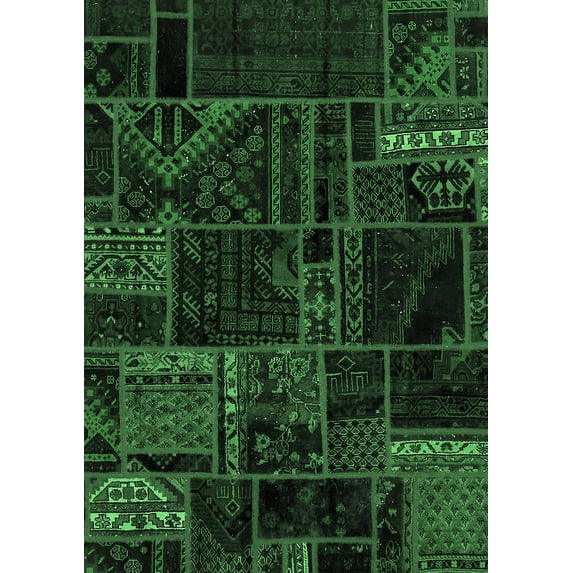 Ahgly Company Indoor Rectangle Oriental Emerald Green Modern Area Rugs, 5' x 7'