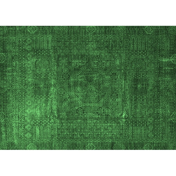 Ahgly Company Indoor Rectangle Oriental Emerald Green Modern Area Rugs, 5' x 7'