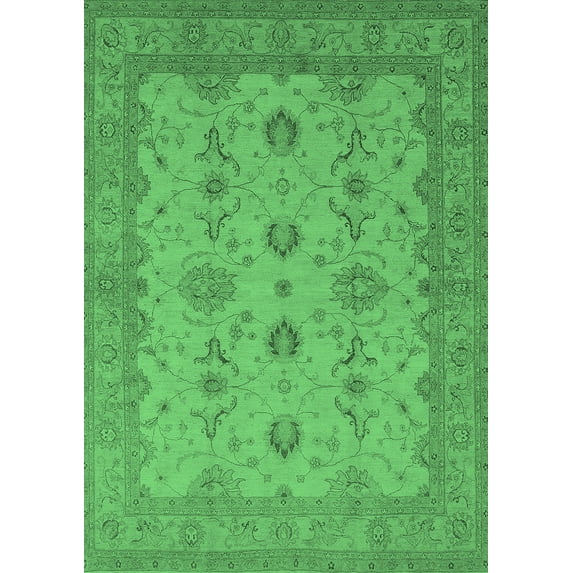 Ahgly Company Indoor Rectangle Oriental Emerald Green Traditional Area Rugs, 5' x 7'