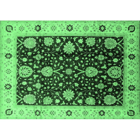 Ahgly Company Indoor Rectangle Oriental Emerald Green Traditional Area Rugs, 6' x 9'
