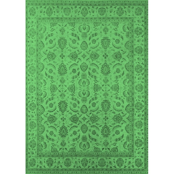 Ahgly Company Indoor Rectangle Oriental Emerald Green Traditional Area Rugs, 7' x 10'