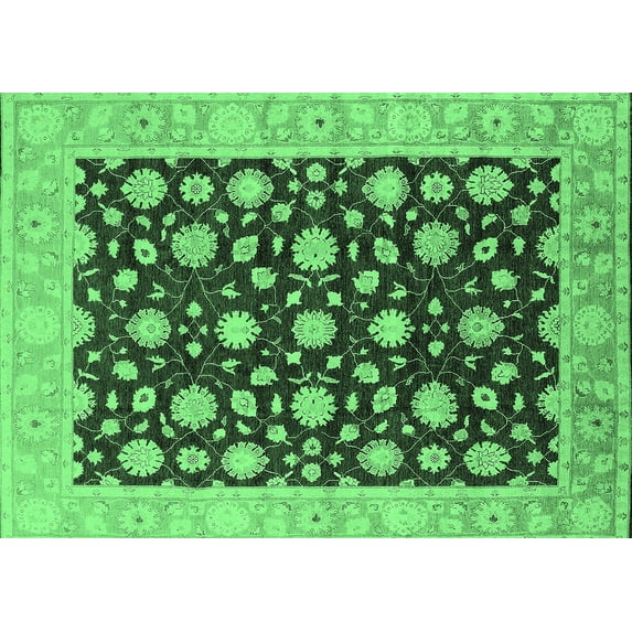 Ahgly Company Indoor Rectangle Oriental Emerald Green Traditional Area Rugs, 8' x 10'