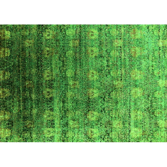 Ahgly Company Indoor Rectangle Oriental Green Industrial Area Rugs, 2' x 3'