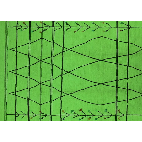 Ahgly Company Indoor Rectangle Oriental Green Industrial Area Rugs, 2' x 5'