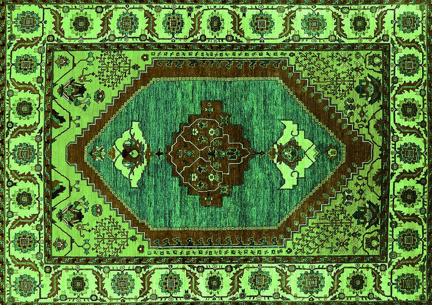 Ahgly Company Indoor Round Oriental Green Industrial Area Rugs, 8