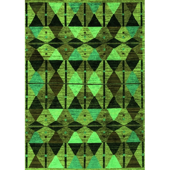 Ahgly Company Indoor Rectangle Oriental Green Modern Area Rugs, 3' x 5'