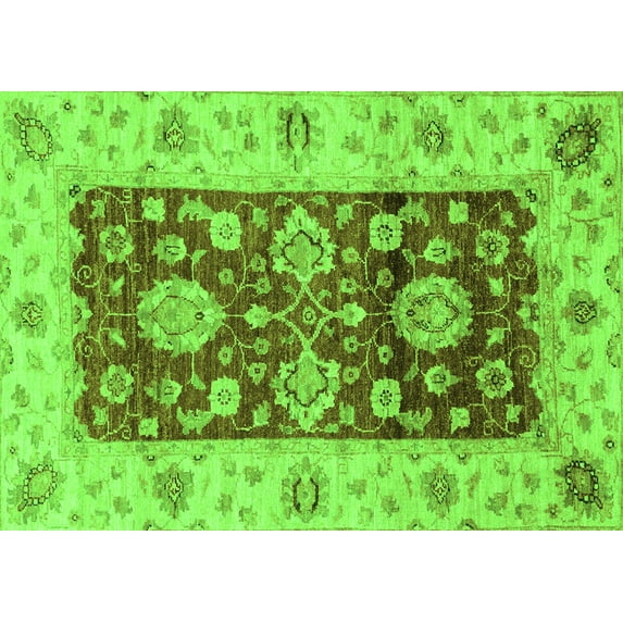 Ahgly Company Indoor Rectangle Oriental Green Traditional Area Rugs, 2' x 3'