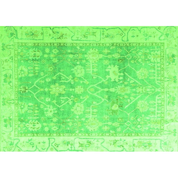 Ahgly Company Indoor Rectangle Oriental Green Traditional Area Rugs, 5' x 8'