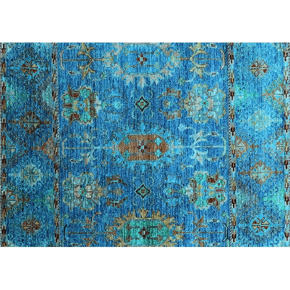 Ahgly Company Indoor Rectangle Oriental Light Blue Industrial Area Rugs, 3' x 5'