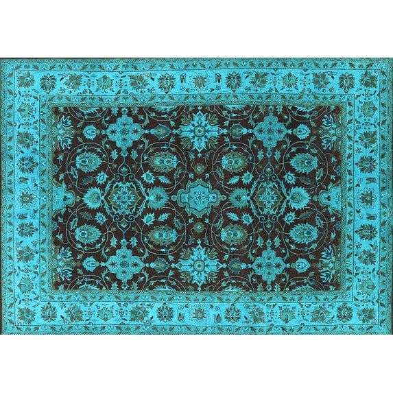 Ahgly Company Indoor Rectangle Oriental Light Blue Industrial Area Rugs, 5' x 8'