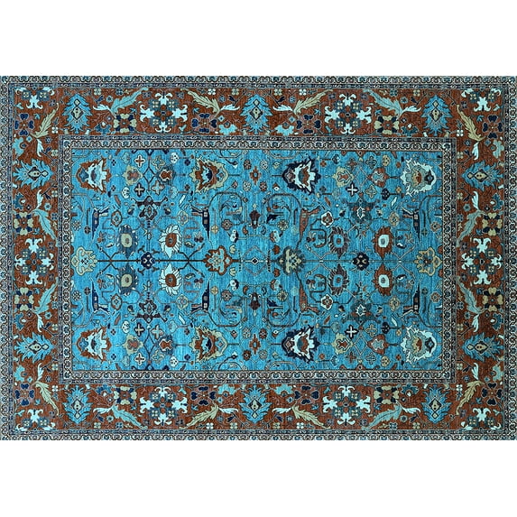 Ahgly Company Indoor Rectangle Oriental Light Blue Industrial Area Rugs, 6' x 9'