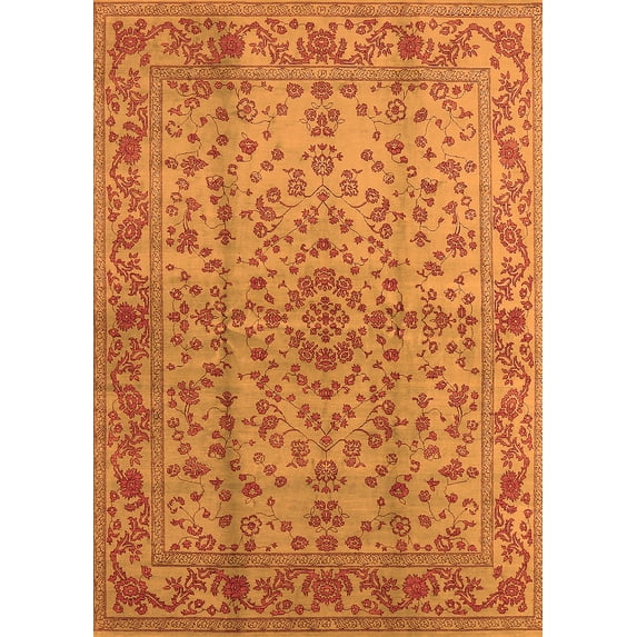 Ahgly Company Indoor Rectangle Oriental Orange Industrial Area Rugs, 8' x 12'