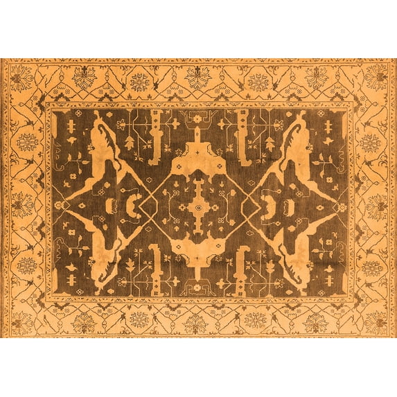 Ahgly Company Indoor Rectangle Oriental Orange Industrial Area Rugs, 8' x 12'