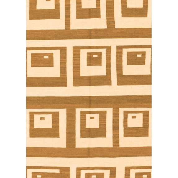 Ahgly Company Indoor Rectangle Oriental Orange Modern Area Rugs, 4' x 6'