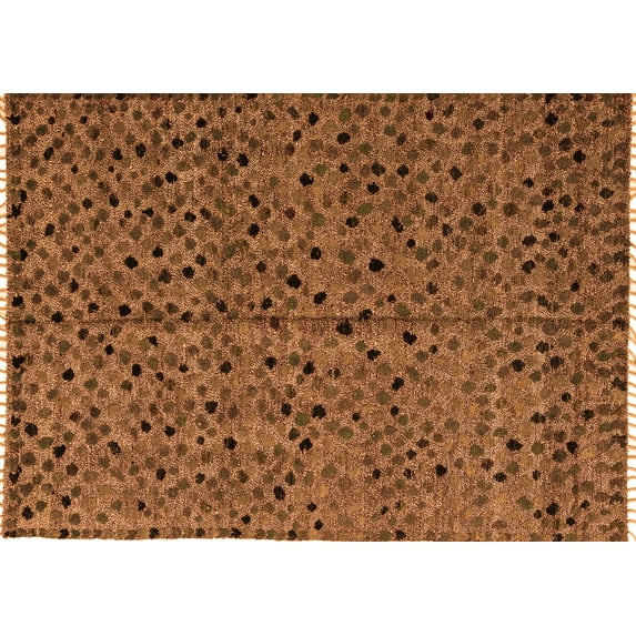 Ahgly Company Indoor Rectangle Oriental Orange Modern Area Rugs, 6' x 9'
