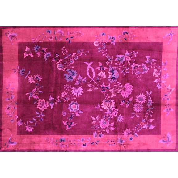 Ahgly Company Indoor Rectangle Oriental Pink Asian Inspired Area Rugs, 5' x 7'