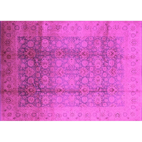 Ahgly Company Indoor Rectangle Oriental Pink Industrial Area Rugs, 8' x 10'