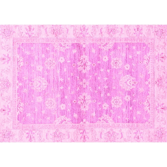 Ahgly Company Indoor Rectangle Oriental Pink Modern Area Rugs, 5' x 7'